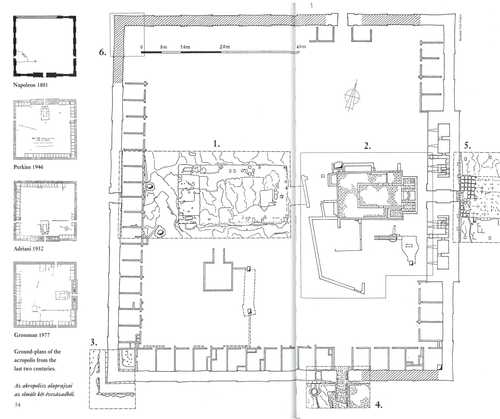 37. Taposiris Magna. Acropolis. Different plans of the area, from Napoleonic expedition to Polish excavation (Vörös 2004, pp. 54-55)