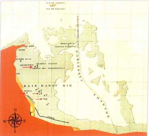 3. East Canopus. Detail of O. Toussoun’s map (1933) with indication of the site investigated by IEASM ( Goddio 2007)