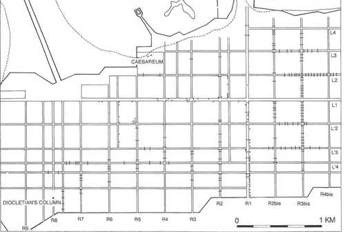 01. Alexandria. Caesareum’s localization in the urban grid of the city. (McKenzie 2007)