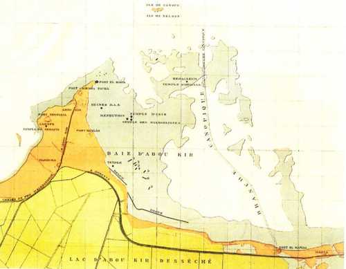2. East Canopus. Map by O. Toussoun of Aboukir bay and of ruins individuated in 1933’s excavations. ( Goddio 2007)