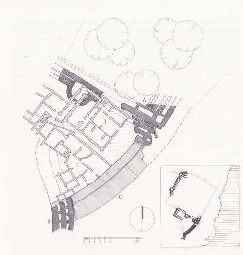 08. Elephantine. Old Kingdom: Early Dinastic fortress, town wall and houses (Elephantine Guide 1998, p. 28, fig. 6)