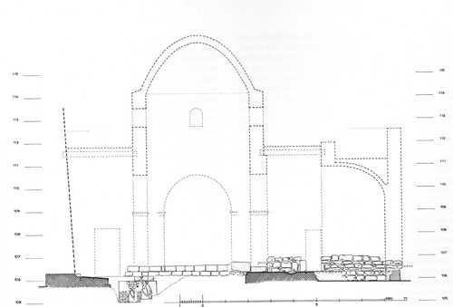 18. Elephantine. Reconstruction of the church in the pronaos of the temple of Khnum-section to the north (Grossmann 1980, p. 76, fig. 13)